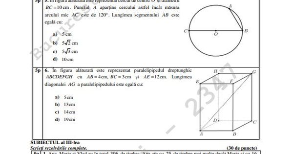 Subiecte la Evaluarea Nationala 2022. Ce subiecte au picat la proba de Matematica