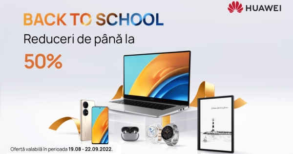 Huawei iti aduce cele mai performante si elegante laptopuri pentru scoala si distractie, acum reduse cu pana la 50% pe toata perioada campaniei Back To School