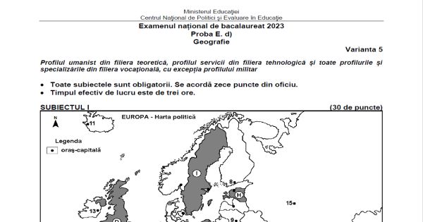 Rezolvarea subiectelor la Geografie de la Bacalaureat 2023, realizata de profesorul Ioan Marculet, de la Colegiul National I.L. Caragiale din Bucuresti