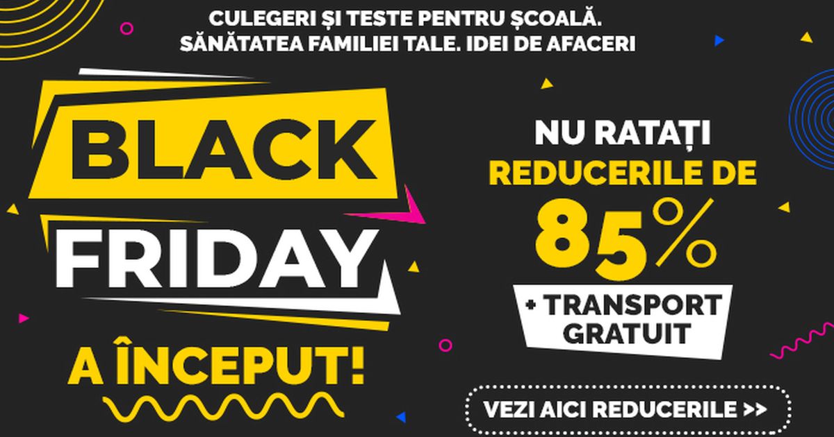 A inceput Black Friday 2023 la carti pentru scoala! Prinde REDUCERI de 85% la culegeri de BAC si Evaluare Nationala! Transportul e GRATUIT