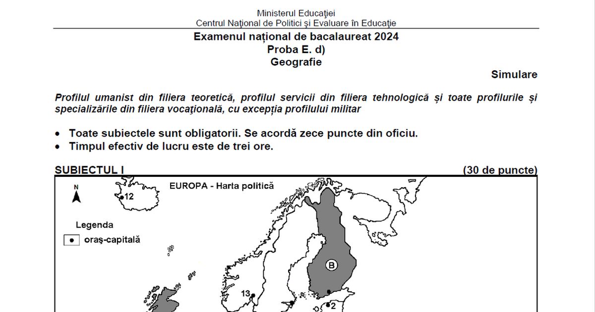 Rezolvarea subiectelor la Geografie - Simulare Bac 2024, realizata de profesorul Ioan Marculet, de la Colegiul National I.L. Caragiale din Bucuresti