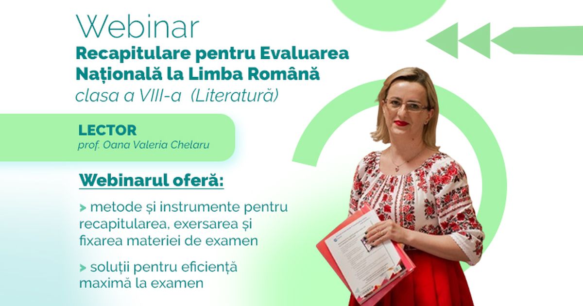 Webinar dedicat Subiectelor de Literatura la Evaluarea Nationala 2024: Recapitulare eficienta pentru nota 10