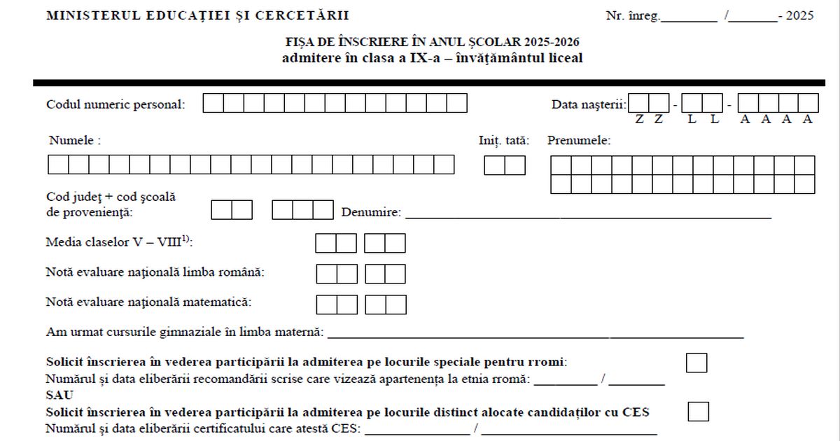 Fisa inscriere liceu 2024: Cand si cum se completeaza optiunile in fisa de inscriere la liceu