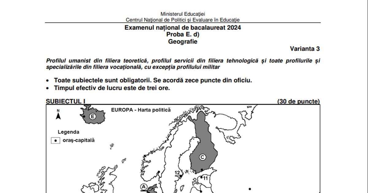 Rezolvarea subiectelor la BAC Geografie 2024, realizata de profesorul Ioan Marculet, de la Colegiul National I.L. Caragiale din Bucuresti