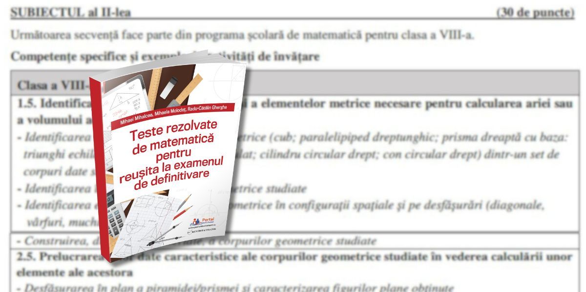 Surpriza la Definitivat Matematica 2024: Subiectul de la examen, similar cu cel din culegerea de teste REZOLVATE, publicata la Rentrop&Straton
