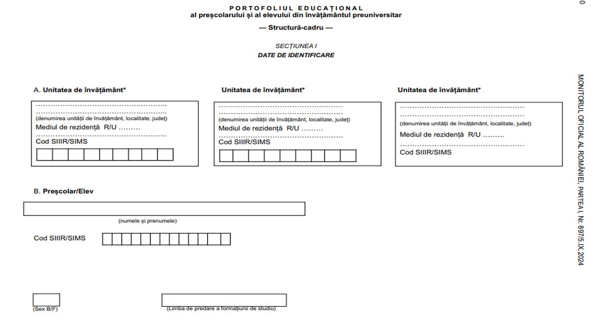 Portofoliul educational, obligatoriu din acest an la gradinita si clasa pregatitoare. Model-cadru Portofoliu educational 2024-2025