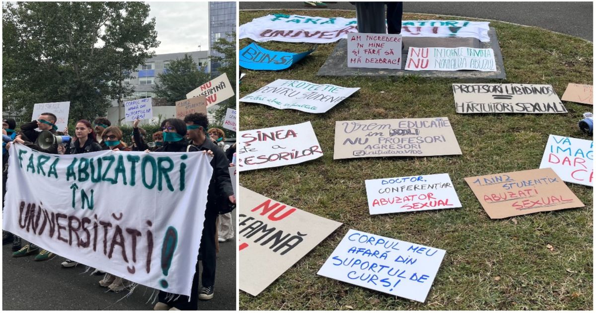 "Fara abuzatori in universitati!". Protest la SNSPA, la deschiderea noului an universitar