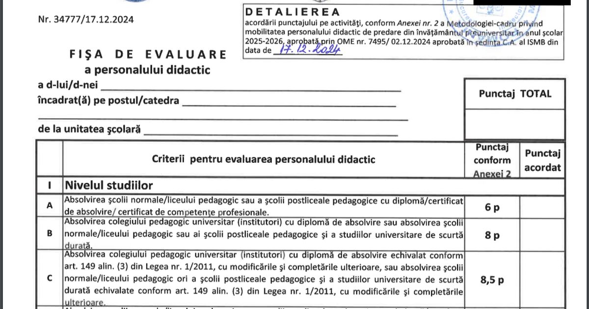 Etapele mobilitatii personalului didactic 20252026 constituirea catedrelor, intregirea