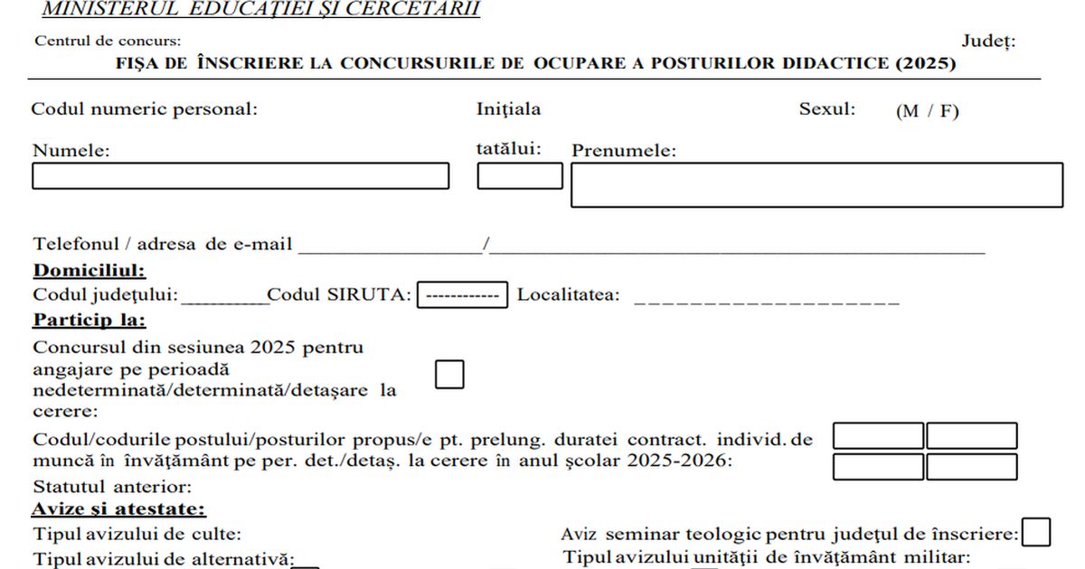 Fisa de Inscriere Titularizare 2025: Procedura, Calendar si Acte necesare