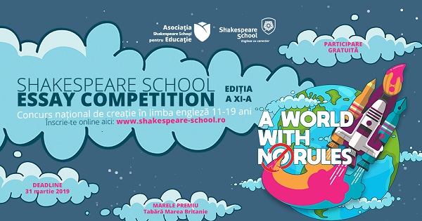 Concurs cu participare gratuita pentru elevi. S-a dat startul inscrierilor la Shakespeare School Essay Competition