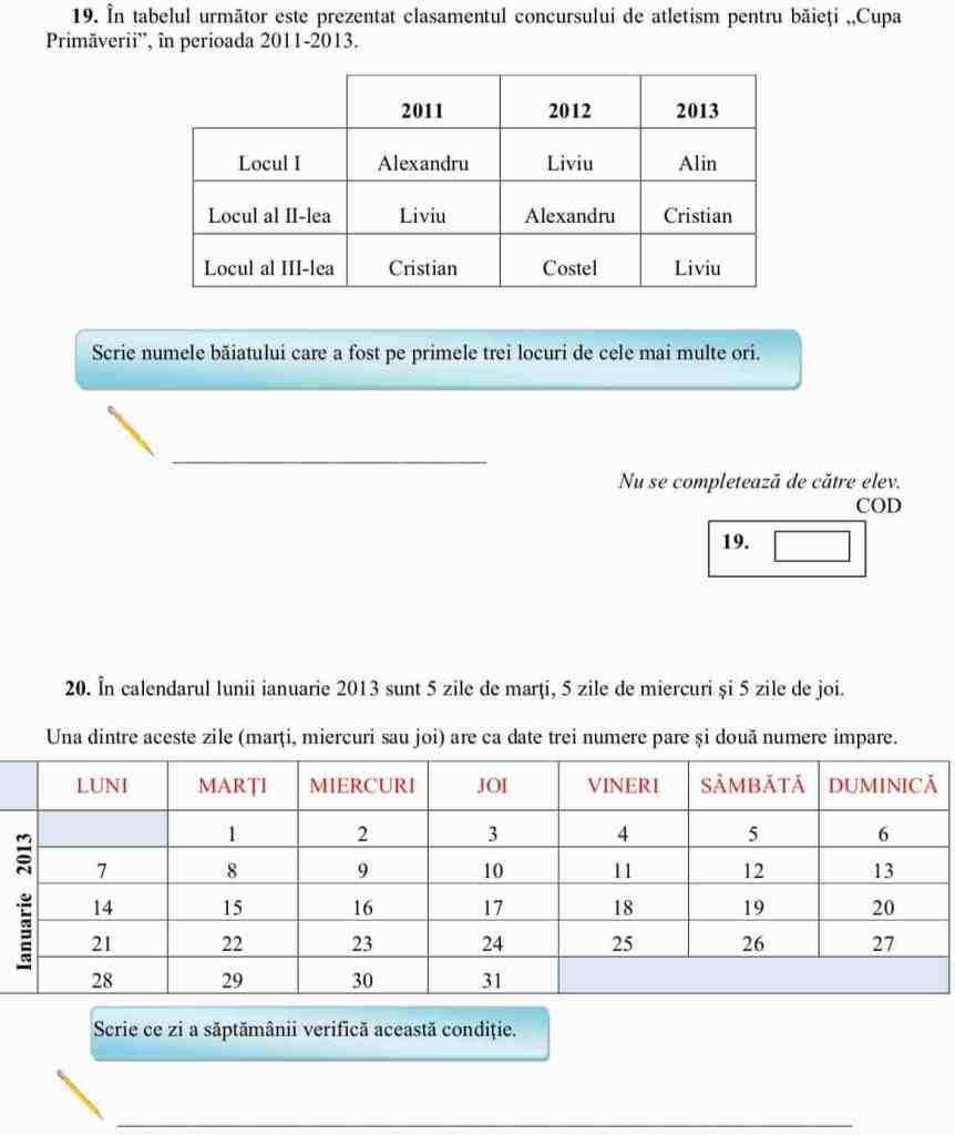 Evaluarea Nationala La Clasa A Iv A 2019 Modele De Subiecte La Matematica