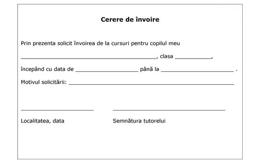 Invoirea De La Ore A Elevilor Model De Cerere Si Obligatii Ale